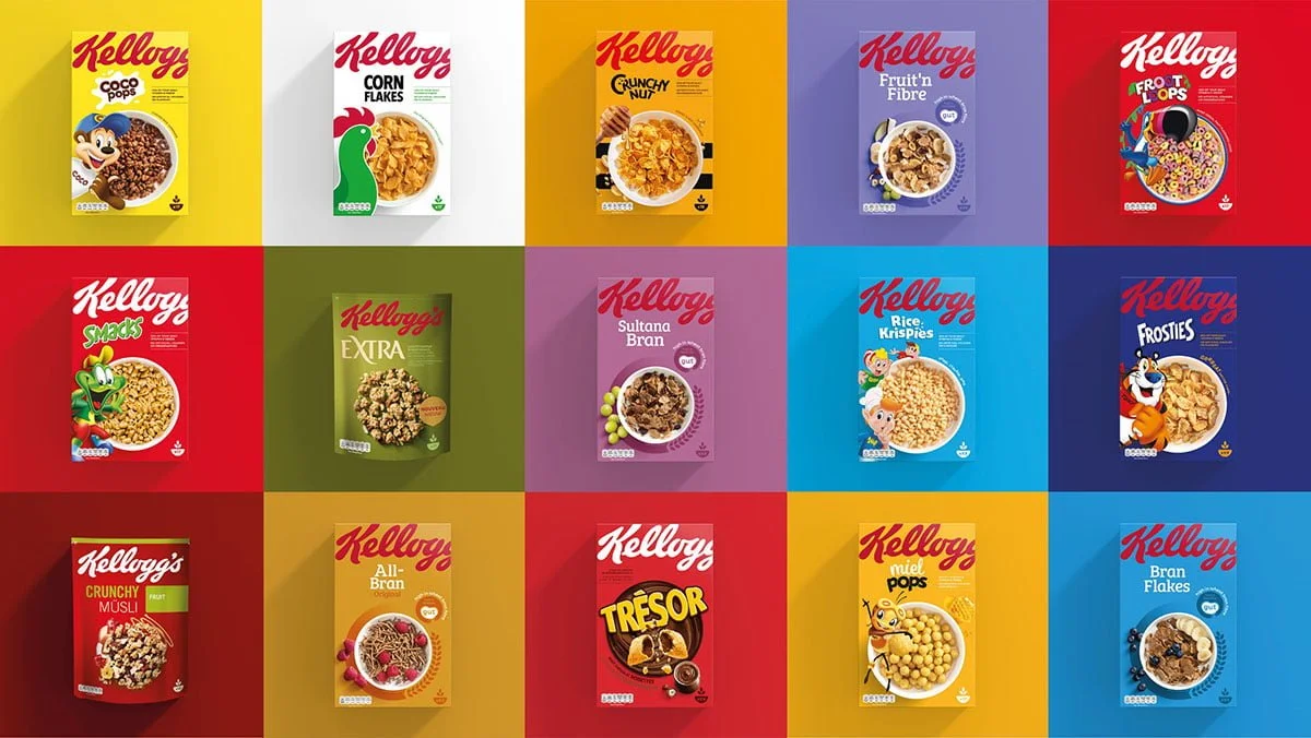 Vista global nuevos empaques de Kellogg's by Landor